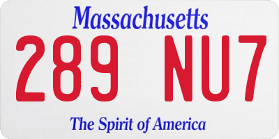 MA license plate 289NU7
