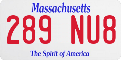 MA license plate 289NU8
