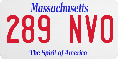 MA license plate 289NV0