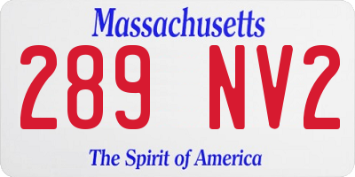 MA license plate 289NV2