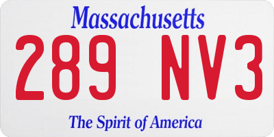 MA license plate 289NV3