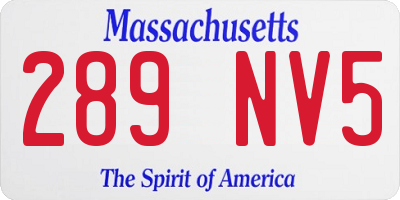 MA license plate 289NV5