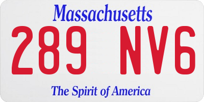 MA license plate 289NV6