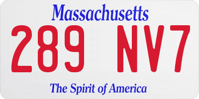 MA license plate 289NV7