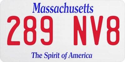 MA license plate 289NV8