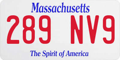 MA license plate 289NV9