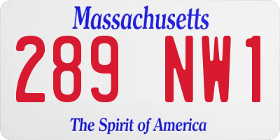 MA license plate 289NW1