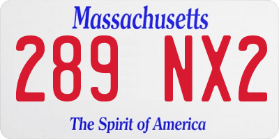 MA license plate 289NX2