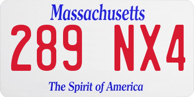 MA license plate 289NX4