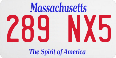MA license plate 289NX5