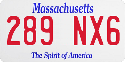 MA license plate 289NX6