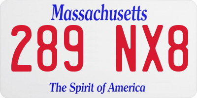 MA license plate 289NX8