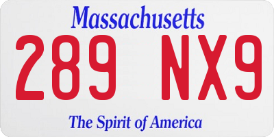 MA license plate 289NX9