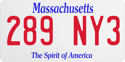 MA license plate 289NY3