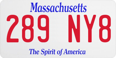 MA license plate 289NY8