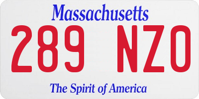 MA license plate 289NZ0