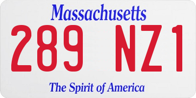 MA license plate 289NZ1