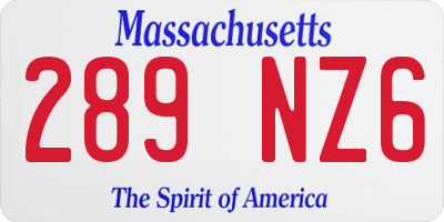 MA license plate 289NZ6