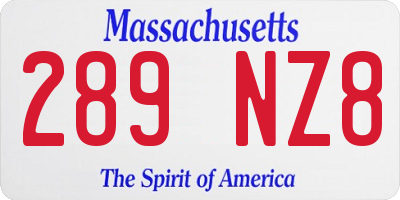 MA license plate 289NZ8