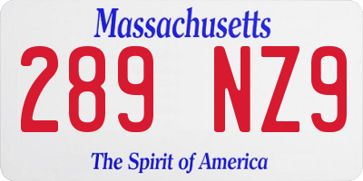 MA license plate 289NZ9