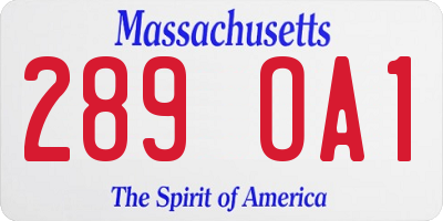 MA license plate 289OA1