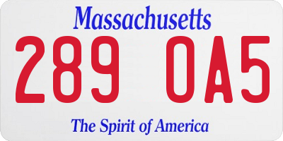 MA license plate 289OA5
