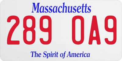 MA license plate 289OA9