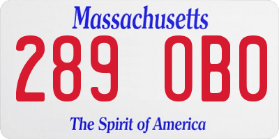 MA license plate 289OB0