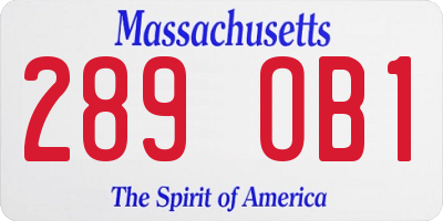 MA license plate 289OB1
