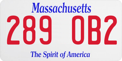MA license plate 289OB2