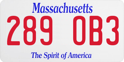 MA license plate 289OB3