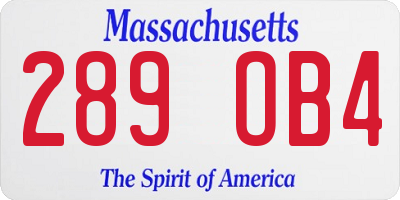 MA license plate 289OB4
