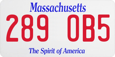 MA license plate 289OB5