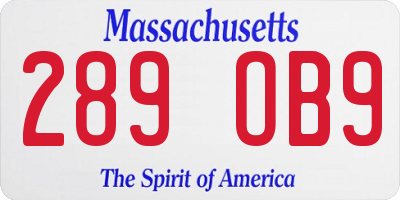 MA license plate 289OB9