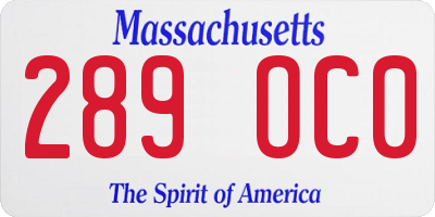 MA license plate 289OC0