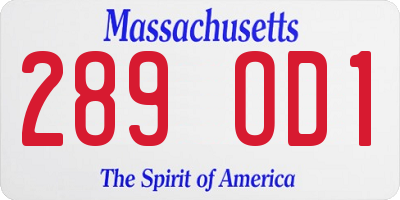MA license plate 289OD1