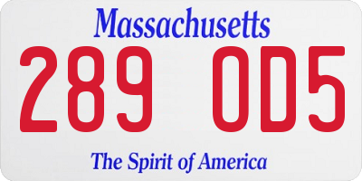 MA license plate 289OD5