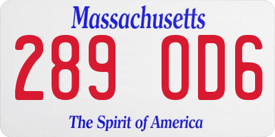 MA license plate 289OD6
