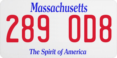 MA license plate 289OD8