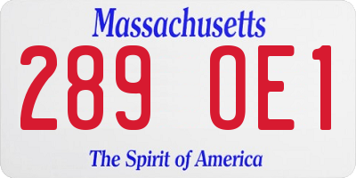 MA license plate 289OE1