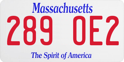 MA license plate 289OE2