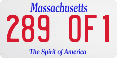 MA license plate 289OF1