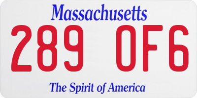 MA license plate 289OF6