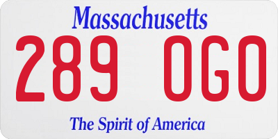 MA license plate 289OG0
