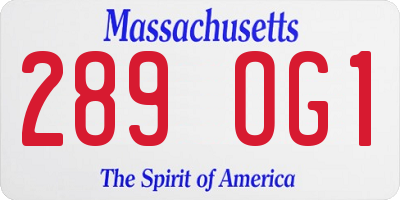 MA license plate 289OG1