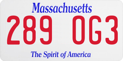 MA license plate 289OG3