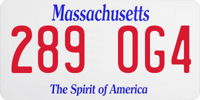 MA license plate 289OG4