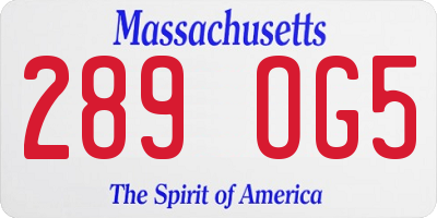 MA license plate 289OG5