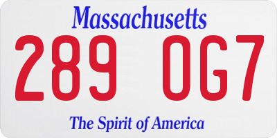 MA license plate 289OG7