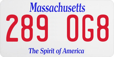 MA license plate 289OG8